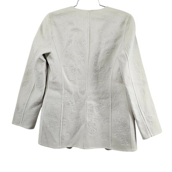 Linda Allayed Ellen Tracy Gray Floral Embroidered Vintage Wool Cardigan Jacket - Picture 5 of 7